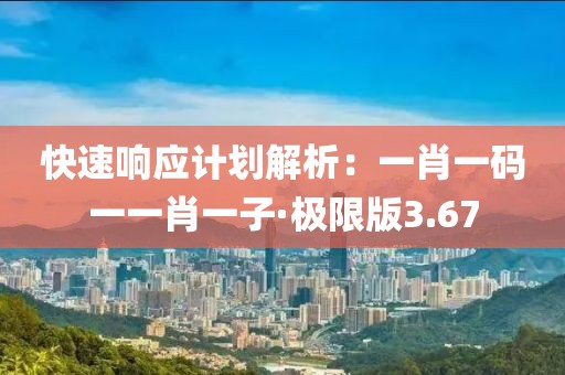 快速響應(yīng)計(jì)劃解析:一肖一碼一一肖一子·極限版3.67