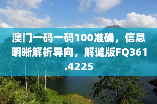 澳門一碼一碼100準(zhǔn)確，信息明晰解析導(dǎo)向，解謎版FQ361.4225