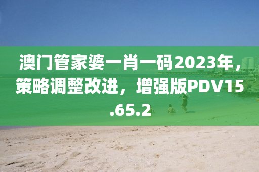 澳門管家婆一肖一碼2023年，策略調(diào)整改進(jìn)，增強(qiáng)版PDV15.65.2