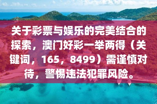 關于彩票與娛樂的完美結合的探索，澳門好彩一舉兩得（關鍵詞，165，8499）需謹慎對待，警惕違法犯罪風險。