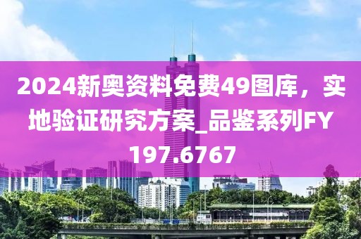 2024新奧資料免費49圖庫，實地驗證研究方案_品鑒系列FY197.6767
