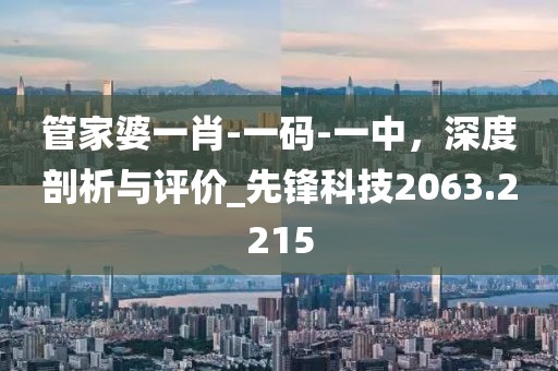 管家婆一肖-一碼-一中，深度剖析與評價_先鋒科技2063.2215