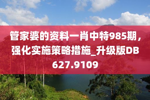 管家婆的資料一肖中特985期，強(qiáng)化實(shí)施策略措施_升級版DB627.9109