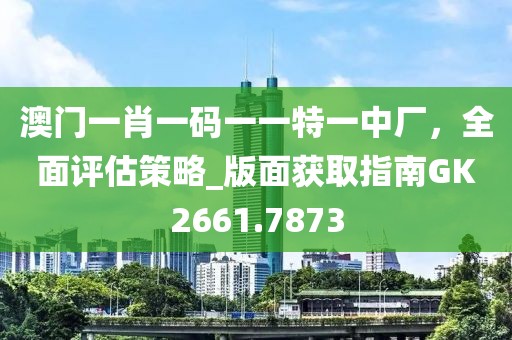 澳門一肖一碼一一特一中廠，全面評估策略_版面獲取指南GK2661.7873