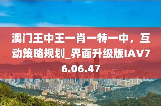 澳門王中王一肖一特一中，互動(dòng)策略規(guī)劃_界面升級(jí)版IAV76.06.47