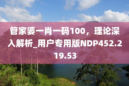 管家婆一肖一碼100，理論深入解析_用戶專用版NDP452.219.53