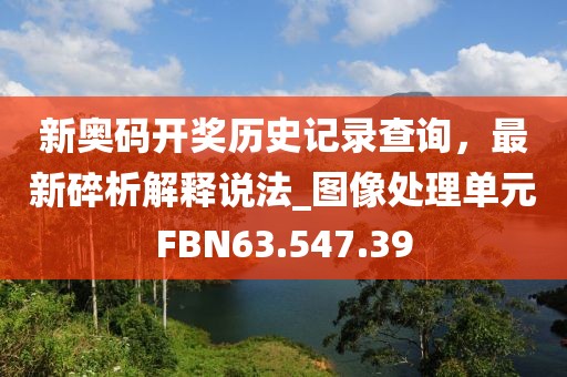新奧碼開獎(jiǎng)歷史記錄查詢，最新碎析解釋說法_圖像處理單元FBN63.547.39