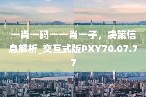 一肖一碼一一肖一子，決策信息解析_交互式版PXY70.07.77