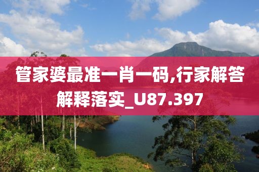 管家婆最準一肖一碼,行家解答解釋落實_U87.397