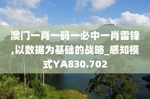 澳門(mén)一肖一碼一必中一肖雷鋒,以數(shù)據(jù)為基礎(chǔ)的戰(zhàn)略_感知模式Y(jié)A830.702
