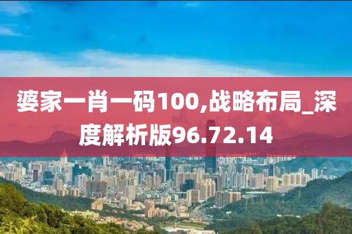 婆家一肖一碼100,戰(zhàn)略布局_深度解析版96.72.14