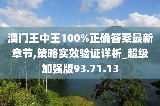 澳門王中王100%正確答案最新章節(jié),策略實(shí)效驗(yàn)證詳析_超級加強(qiáng)版93.71.13