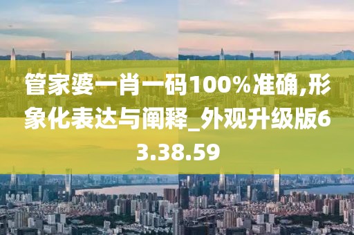 管家婆一肖一碼100%準(zhǔn)確,形象化表達(dá)與闡釋_外觀升級(jí)版63.38.59