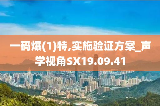 一碼爆(1)特,實(shí)施驗(yàn)證方案_聲學(xué)視角SX19.09.41