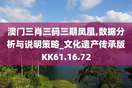 澳門三肖三碼三期鳳凰,數(shù)據(jù)分析與說(shuō)明策略_文化遺產(chǎn)傳承版KK61.16.72