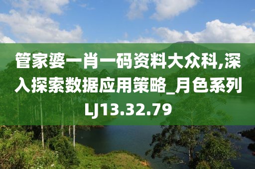 管家婆一肖一碼資料大眾科,深入探索數(shù)據(jù)應(yīng)用策略_月色系列LJ13.32.79
