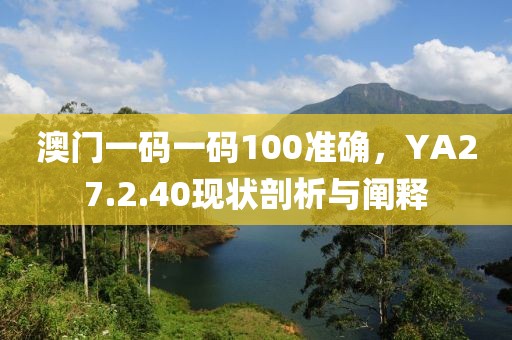 澳門一碼一碼100準(zhǔn)確，YA27.2.40現(xiàn)狀剖析與闡釋