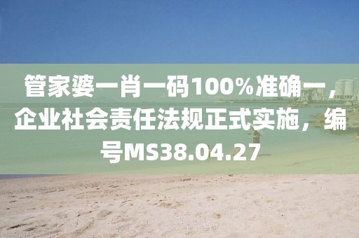 管家婆一肖一碼100%準(zhǔn)確一，企業(yè)社會(huì)責(zé)任法規(guī)正式實(shí)施，編號(hào)MS38.04.27
