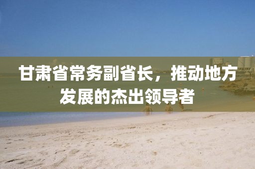 甘肅省常務(wù)副省長(zhǎng)，推動(dòng)地方發(fā)展的杰出領(lǐng)導(dǎo)者