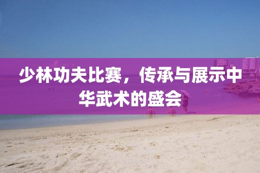 少林功夫比賽，傳承與展示中華武術(shù)的盛會(huì)