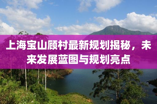 上海寶山顧村最新規(guī)劃揭秘，未來發(fā)展藍(lán)圖與規(guī)劃亮點(diǎn)