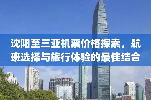 沈陽至三亞機(jī)票價(jià)格探索，航班選擇與旅行體驗(yàn)的最佳結(jié)合