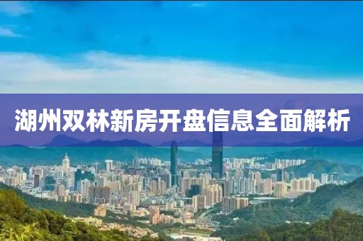 湖州雙林新房開盤信息全面解析