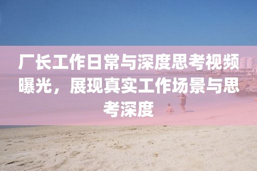 廠長工作日常與深度思考視頻曝光，展現(xiàn)真實(shí)工作場景與思考深度