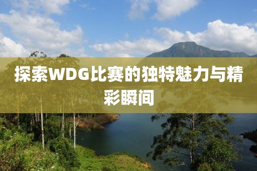 探索WDG比賽的獨(dú)特魅力與精彩瞬間