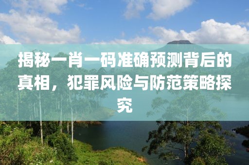 揭秘一肖一碼準(zhǔn)確預(yù)測(cè)背后的真相，犯罪風(fēng)險(xiǎn)與防范策略探究