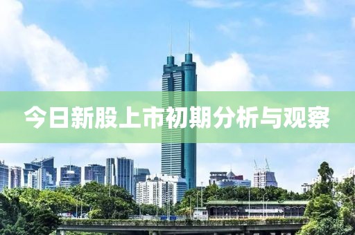 今日新股上市初期分析與觀察