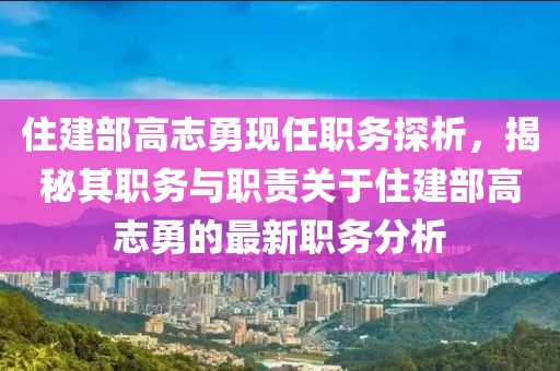 住建部高志勇現(xiàn)任職務(wù)探析，揭秘其職務(wù)與職責(zé)關(guān)于住建部高志勇的最新職務(wù)分析