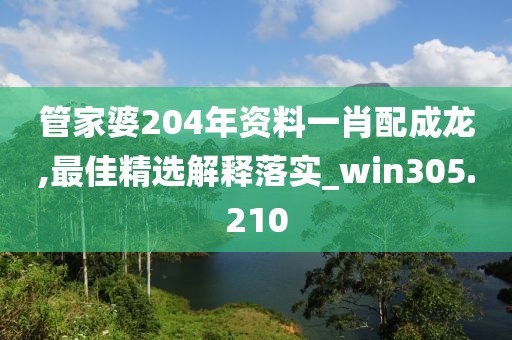 管家婆204年資料一肖配成龍,最佳精選解釋落實_win305.210