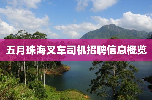 五月珠海叉車司機(jī)招聘信息概覽