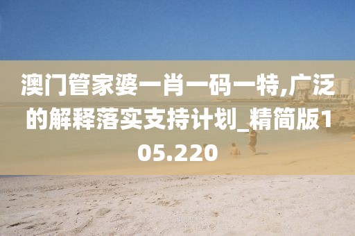 澳門管家婆一肖一碼一特,廣泛的解釋落實支持計劃_精簡版105.220