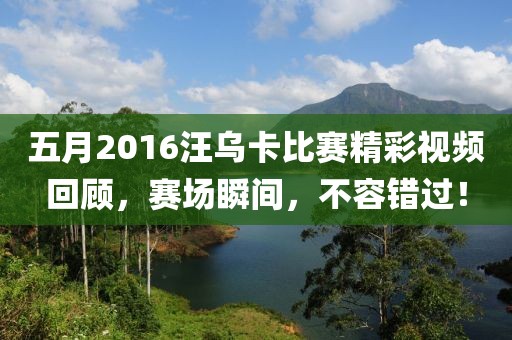 五月2016汪烏卡比賽精彩視頻回顧，賽場瞬間，不容錯過！