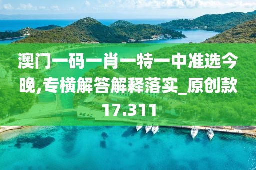 澳門一碼一肖一特一中準(zhǔn)選今晚,專橫解答解釋落實(shí)_原創(chuàng)款17.311