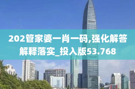 202管家婆一肖一碼,強化解答解釋落實_投入版53.768